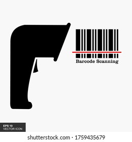 Barcode scanner to scan QR codes with flat style illustrations.