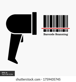 Barcode scanner to scan QR codes with flat style illustrations.
