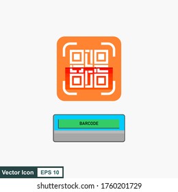 Barcode scanner to scan QR codes with flat style illustrations.