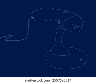 Barcode scanner scanning using laser beam for retail checkout in a outline vector illustration style