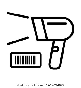 Barcode scanner. Stroke outline style. Vector. Isolate on white background.