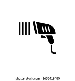 Barcode scanner vector icon in black solid flat design icon isolated on white background