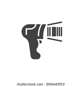 Barcode scanner vector icon. filled flat sign for mobile concept and web design. Laser barcode reader  glyph icon. Symbol, logo illustration. Vector graphics