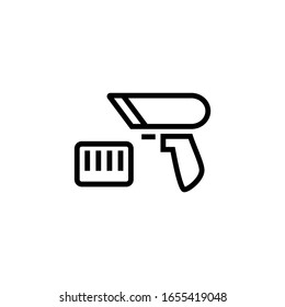 Barcode scanner vector icon in linear, outline icon isolated on white background