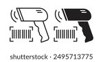 Barcode scanner vector icon set in black color.