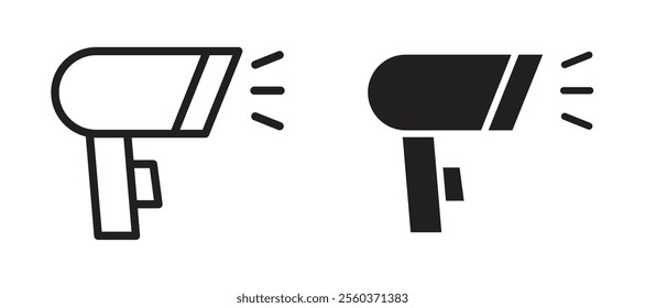 Barcode scanner vector icon set in black color.