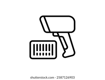 Barcode scanner vector icon set in black color.