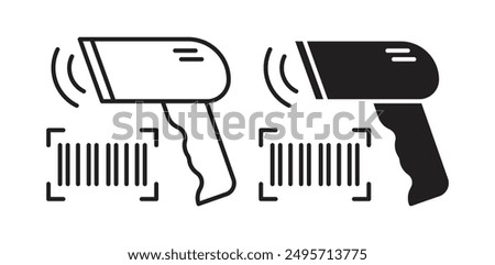 Barcode scanner vector icon set in black color.