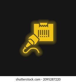 Icono de neón brillante amarillo del escáner de códigos de barras