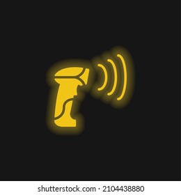 Barcode Scanner yellow glowing neon icon