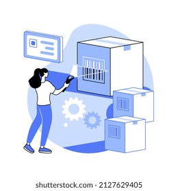 Barcode scanning abstract concept vector illustration. Barcode generator software, warehouse logistics, parcel tracking and sorting, warehouse automation system, solution abstract metaphor.