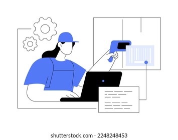 Barcode scanning abstract concept vector illustration. Barcode generator software, warehouse logistics, parcel tracking and sorting, warehouse automation system, solution abstract metaphor.