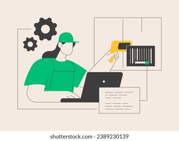 Barcode scanning abstract concept vector illustration. Barcode generator software, warehouse logistics, parcel tracking and sorting, warehouse automation system, solution abstract metaphor.