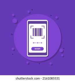 barcode scanning app in phone vector icon