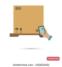 Barcode scanning color flat icon for web and mobile design