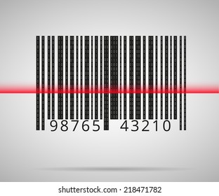 Barcode scanning icon with red laser line