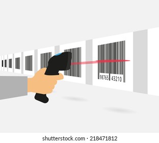 Barcode scanning on the conveyor. Concept illustration