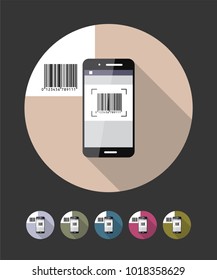 Barcode scanning phone. Vector flat style  illustration.