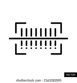 Barcode scanning vector icon in line style design for website design, app, UI, isolated on white background. Editable stroke. EPS 10 vector illustration.