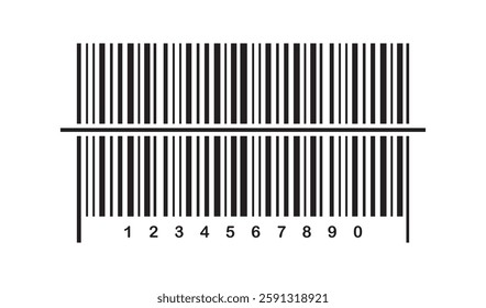 Barcode scratched, line bar stickers icon isolated on white, clipping path.
