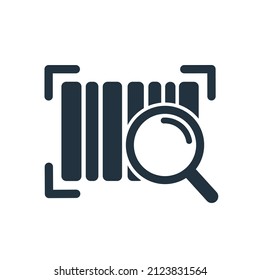 barcode search icon.  barcode scanner symbol isolated on a white background.