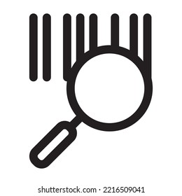 Barcode search or scanner icon. Magnifying glass searching barcode vector illustration