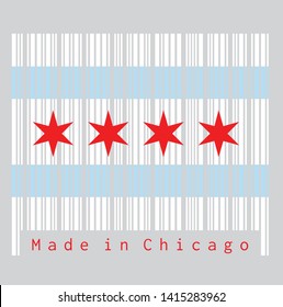 Barcode set the color of Chicago flag, the city of Chicago is the most populous city in Illinois, United States of America. Concept of sale or business.