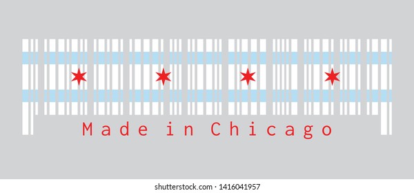 Barcode set the color of Chicago flag, the city of Chicago is the most populous city in Illinois, United States of America. Concept of sale or business.
