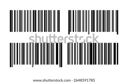 Barcode set isolated. Code stripes sticker, Barcode labels. Simple fake bar code, Bar code for web design, Barcode product distribution icon