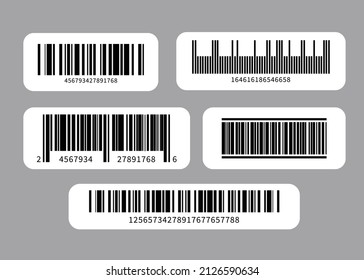 Barcode Set Vector. Universal Product Scan Code. UPC Bar Code Scan Symbol. Isolated Illustration