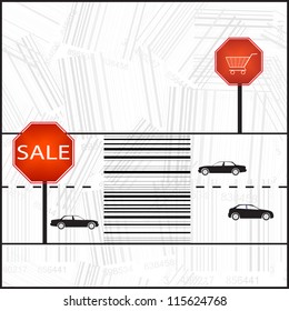 Barcode sign as a zebra crossing. Vector Illustration.