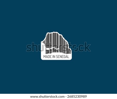 “Made in Senegal” barcode silhouette — perfect for artisan and textile labels, packaging and tourism designs. High-res vector, print-ready for marketplaces.	