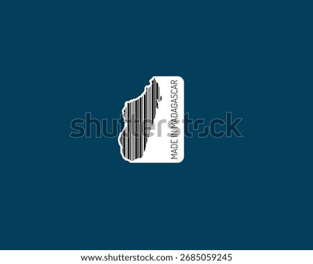 “Made in Madagascar” barcode silhouette — stylish asset for packaging, artisanal product labels and tourism campaigns. High-res vector suited for print and online use.	