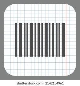 Barcode simple icon vector. Flat desing. On graph paper. Grey background.ai
