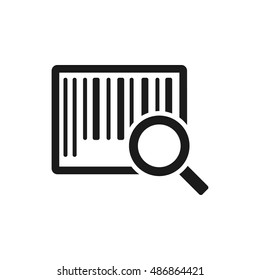 barcode simple monochrome icon. Loupe and barcode