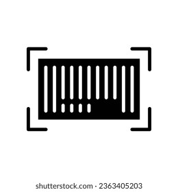 Barcode solid icon. Realistic Black bar code verifying Sign shopping. Barcode Scanner digital Laser strip mark for scan product. Editable stroke vector illustration design on white background. EPS 10