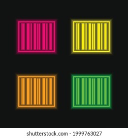 Barcode Sticker four color glowing neon vector icon