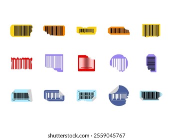 Barcode Sticker Ripped Element Set