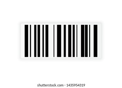 Barcode sticker for store systems. Realistic bar code coding information for scanner. Barcode with shadow vector eps10.