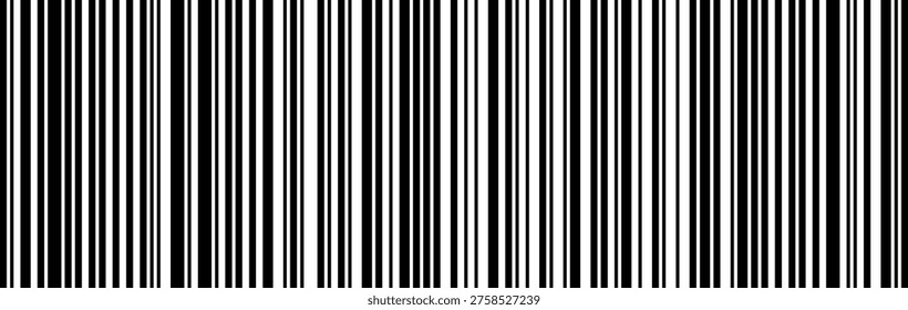Barcode strip pattern of vertical black lines of varying widths vector background