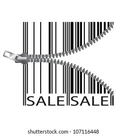 Barcode stylize as a zipper. Vector Illustration.