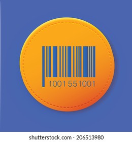 Bar-code symbol on yellow button,vector