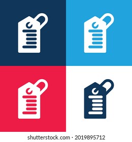Etiqueta de código de barras azul y rojo cuatro colores mínimo conjunto de iconos