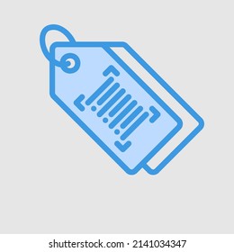 Barcode-Tag-Symbol in blauem Stil über schwarzen Freitag, verwenden für Website-Mobile-App-Präsentation