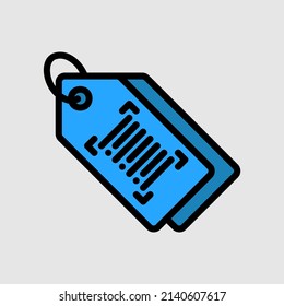 Icono de etiqueta de código de barras en estilo de línea rellena sobre el viernes negro, uso para presentación de aplicación móvil del sitio web