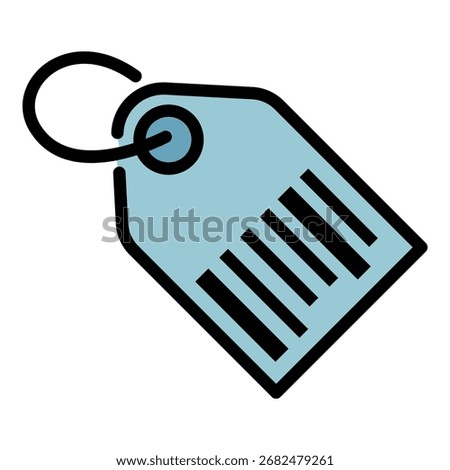 Barcode tag icon. Outline barcode tag vector icon color flat isolated
