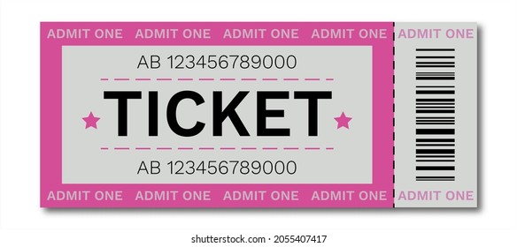 Barcode ticket concept. Vector isolated on white background. Suitable for cinema, theater, concert, performance, party, event, festival. 