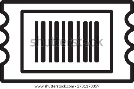 Barcode ticket icon design for scanning entry passes and automated admission systems