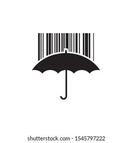 Barcode and Umbrella Vector Icon for Logo Design or Design Element