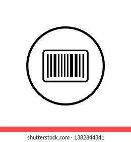 Barcode Vector Icon, Label Symbol. Simple, Flat Design For Web Or Mobile App